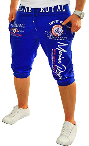 Jaylvis Herren Short Shorts Bermuda Kurze Hose Sommer Steetwear 3/4 Marine Royal Camouflage (B.3484) (3XL, Blau) von Jaylvis