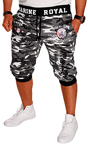 Jaylvis Herren Short Shorts Bermuda Kurze Hose Sommer Steetwear 3/4 Marine Royal Camouflage (B.3484) (3XL, Camou-schwarz) von Jaylvis