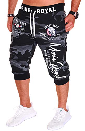 Jaylvis Herren Short Shorts Bermuda Kurze Hose Sommer Steetwear 3/4 Marine Royal Camouflage (B.3484) (3XL, Camou-weiß) von Jaylvis