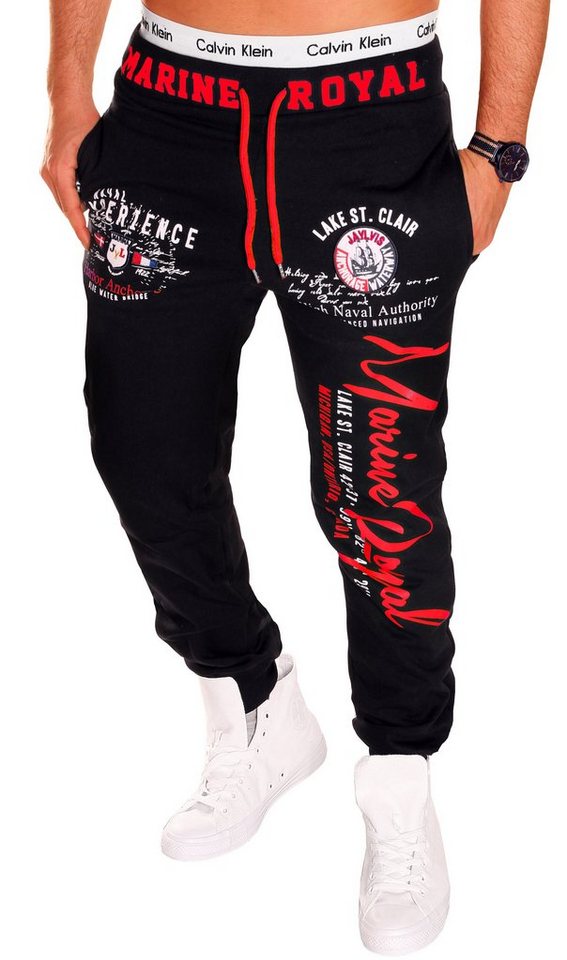 Jaylvis Jogginghose Herren Trainingshose Sport Hose Camouflage Uni Marine Royal Elastikbund mit Tunnelzug von Jaylvis