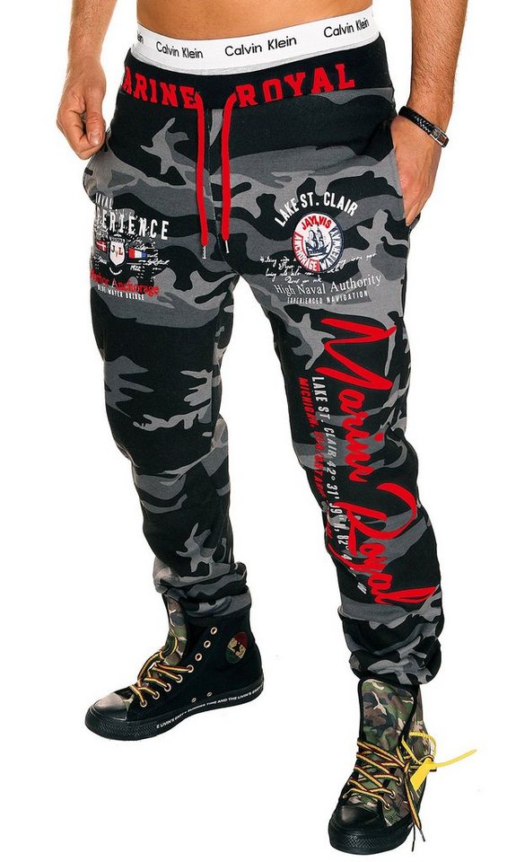 Jaylvis Jogginghose Herren Trainingshose Sport Hose Camouflage Uni Marine Royal Elastikbund mit Tunnelzug von Jaylvis