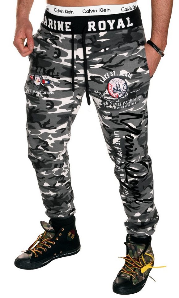 Jaylvis Jogginghose Herren Trainingshose Sport Hose Camouflage Uni Marine Royal Elastikbund mit Tunnelzug von Jaylvis