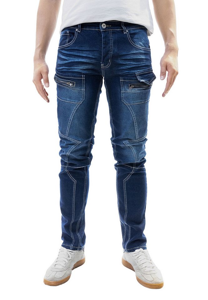 Jaylvis Regular-fit-Jeans Denim Style Jeans mit Kontrastfalten und Zip Zip Denim von Jaylvis