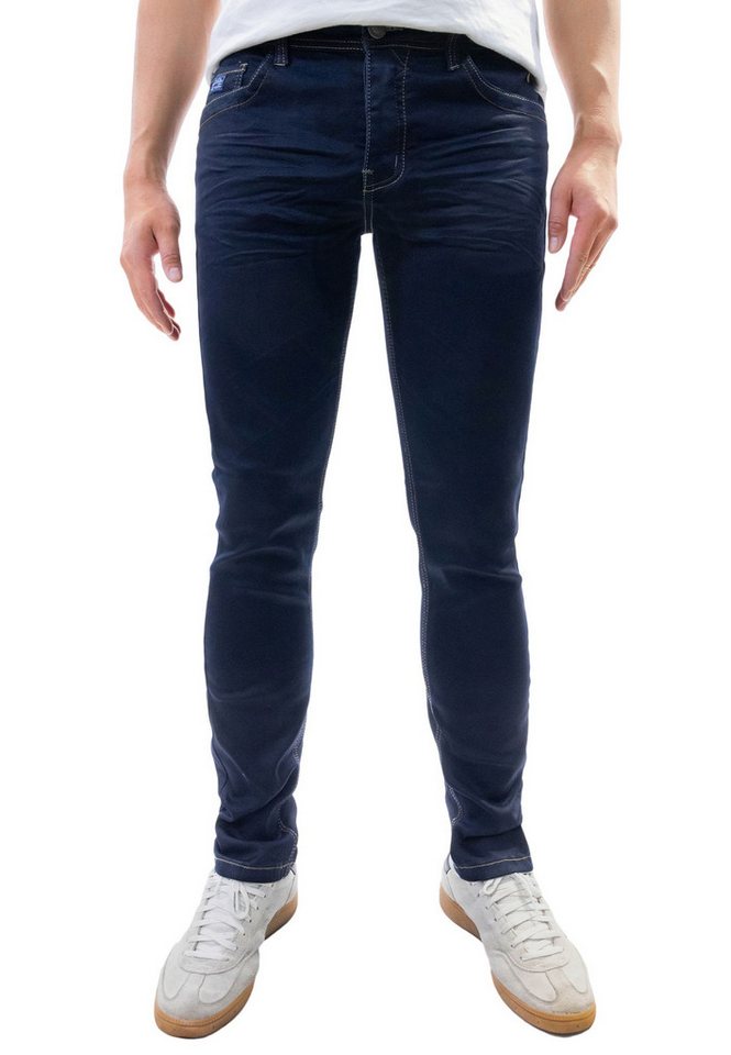 Jaylvis Regular-fit-Jeans Fein Jeans Twill Denim Design-Falten und Kontrastnähte Fine Jeans von Jaylvis