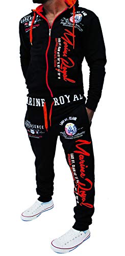 Jaylvis Yalvis Herren Trainingsanzug Jogginganzug Sportanzug Streetwear Jogger Hausanzug A.Marine A.2074 Schwarz-rot 6XL von Jaylvis