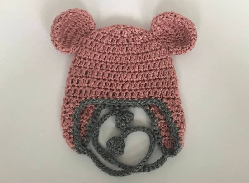 Rosa Bärenohr Baby Mütze Gehäkelt, Newborn Photo Prop von Jayneanncrochet