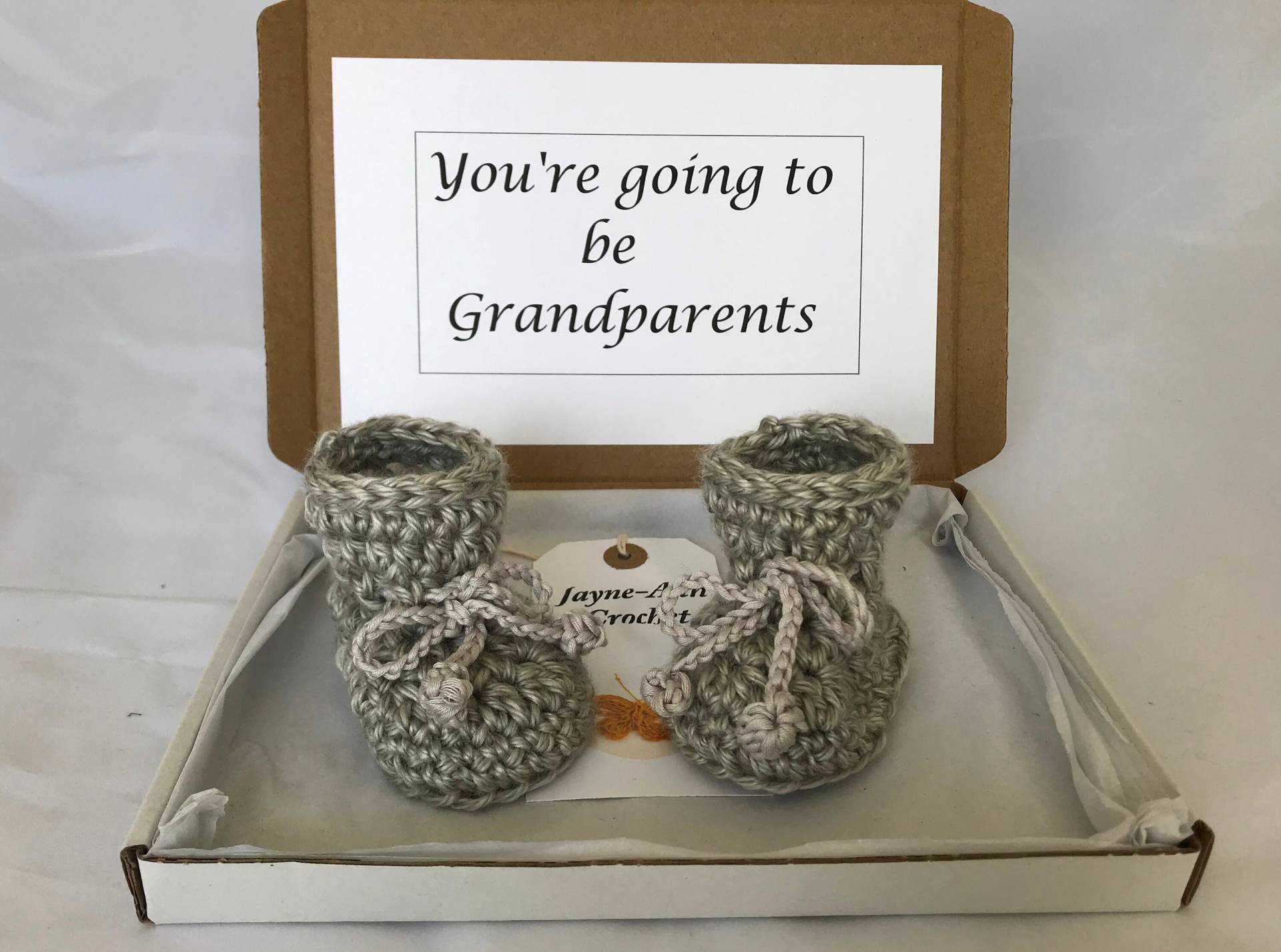 Schwangerschaftsankündigung Häkeln Booties Großeltern Offenbaren Geschenk von Jayneanncrochet