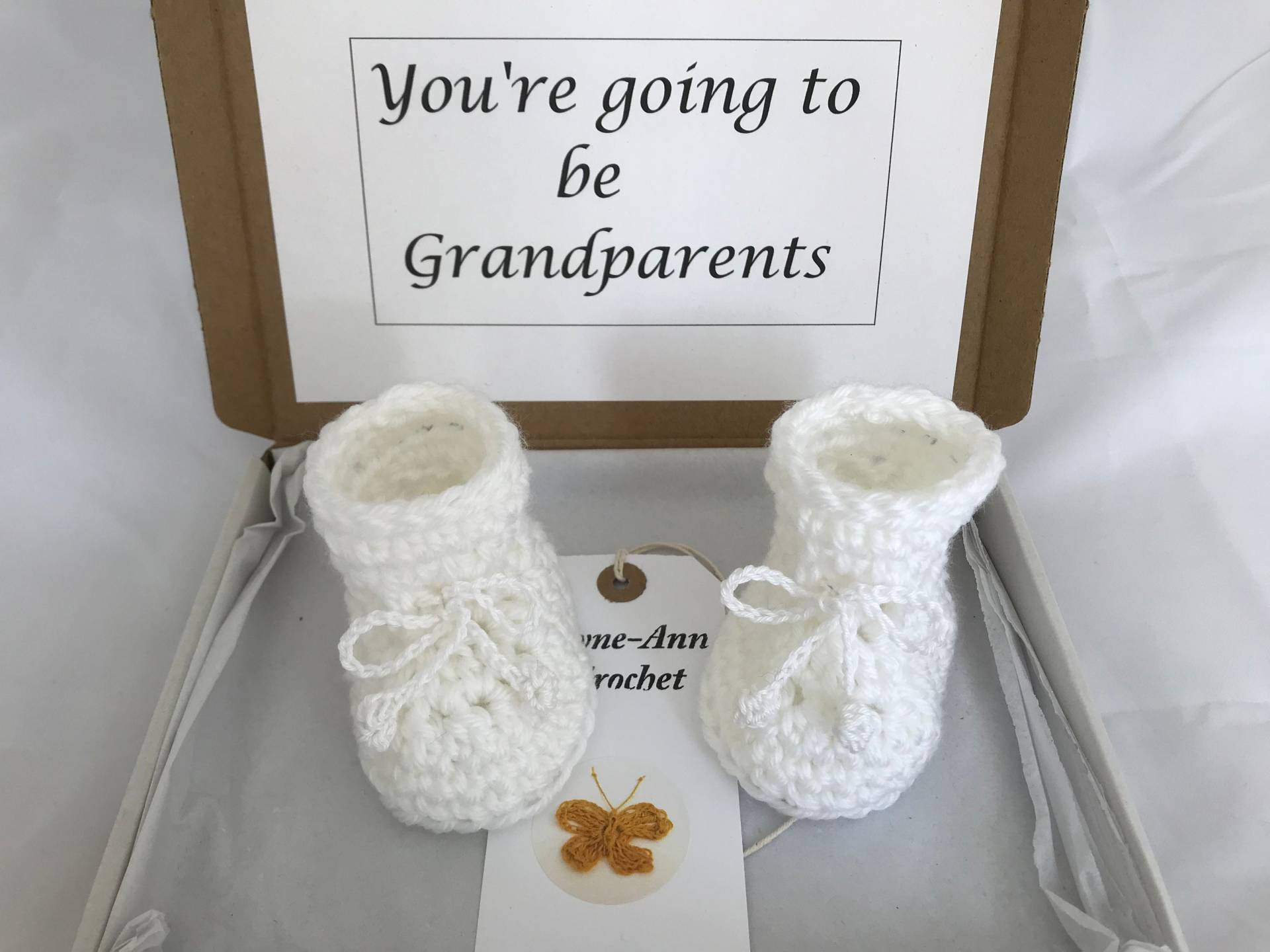 Schwangerschaftsankündigung Häkeln Booties Großeltern Offenbaren Geschenk von Jayneanncrochet