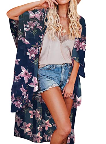 JayscreateEU Damen Kimono Cardigan Sommer Cover up Bikini Bluse Boho StrandCardigan Fledermausärmel Chiffon Strickjacke Strandkleidung. von JayscreateEU