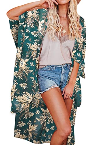 JayscreateEU Damen Kimono Cardigan Sommer Cover up Bikini Bluse Boho StrandCardigan Fledermausärmel Chiffon Strickjacke Strandkleidung. von JayscreateEU