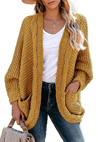 JayscreateEU Strickjacke Damen Cardigan Lange Open Front Sweater mit Tasche Grobstrickjacke Langarm Strickmantel Herbst Winter Oversize strickcardigan Casual Offen Pulllover High Stretchy von JayscreateEU