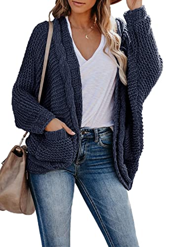 JayscreateEU Strickjacke Damen Grobstrick strickcardigan Lange Casual Open Front Sweater Elegant Zwei tragen Damen Herbst von JayscreateEU