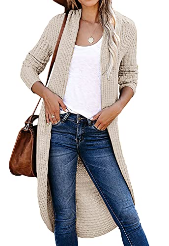 JayscreateEU Strickjacke Damen Grobstrick Strickmantel Offen Pulllover High Stretchy Grobstrickjacke Lange Ärmel strickcardigan Lange Casual Open Front Sweater Elegant Zwei tragen Damen Herbst Winter von JayscreateEU