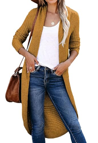 JayscreateEU Strickjacke Damen Grobstrick Strickmantel strickcardigan Lange Damen Herbst Winter Casual Open Front Sweater Elegant Zwei tragen Offen Pulllover High Stretchy von JayscreateEU