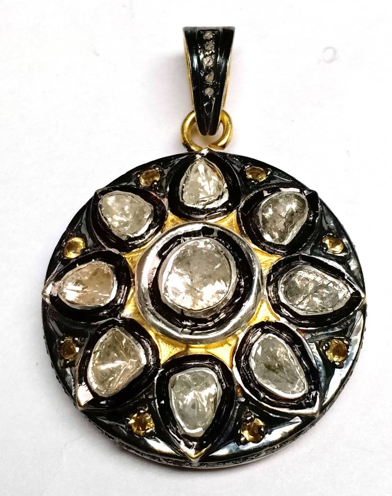 Citrin Anhänger Handgemachte Sterling Silber Blume von Jayseejewellers