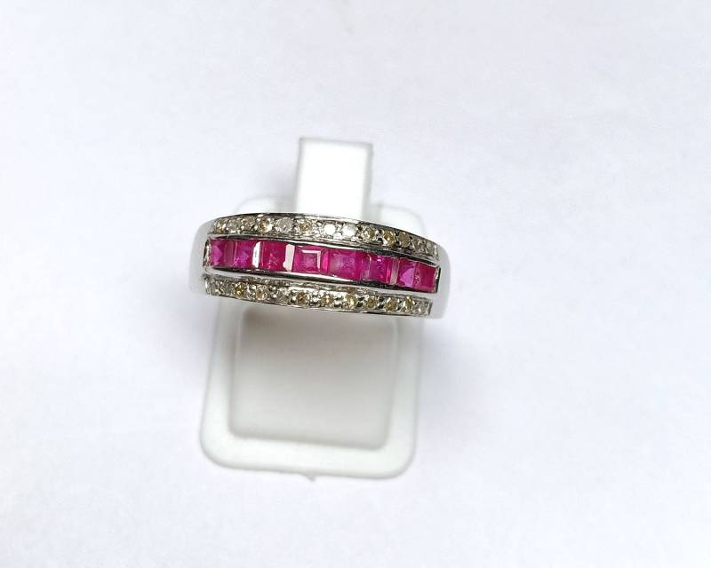 Handgemachte 925 Sterling Silber Rubin & Diamant Ring von Jayseejewellers