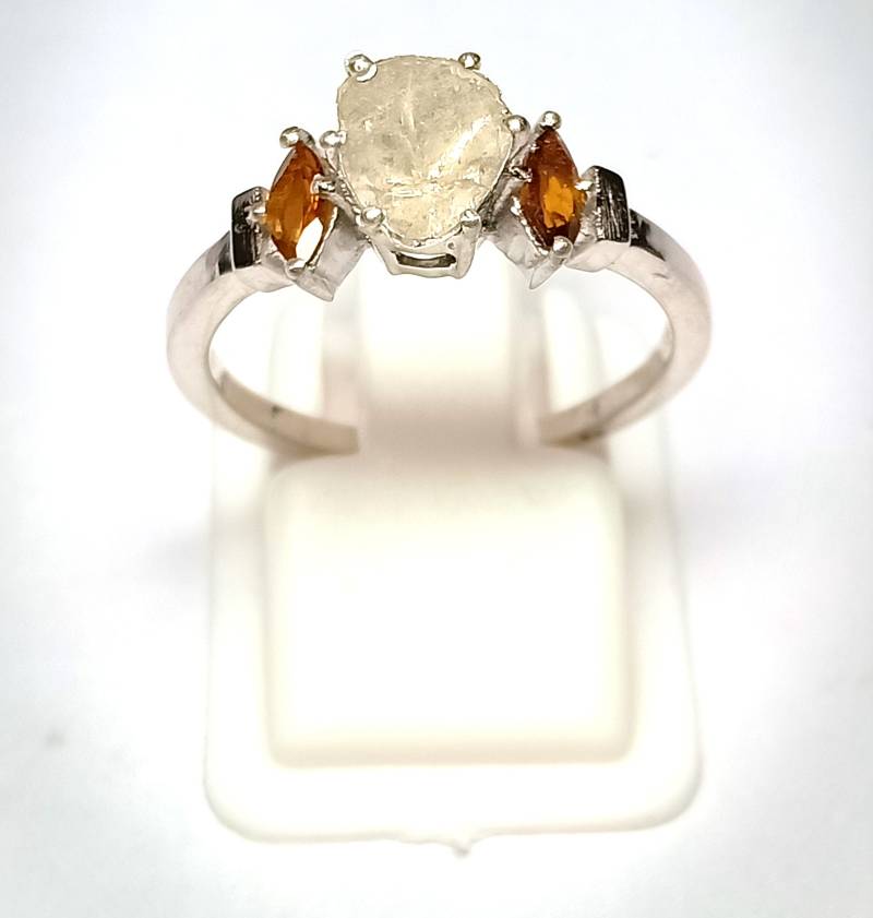 Handgemachter Rosenschliff Diamant Ring Turmalin 925 Sterling Silber Solitär von Jayseejewellers