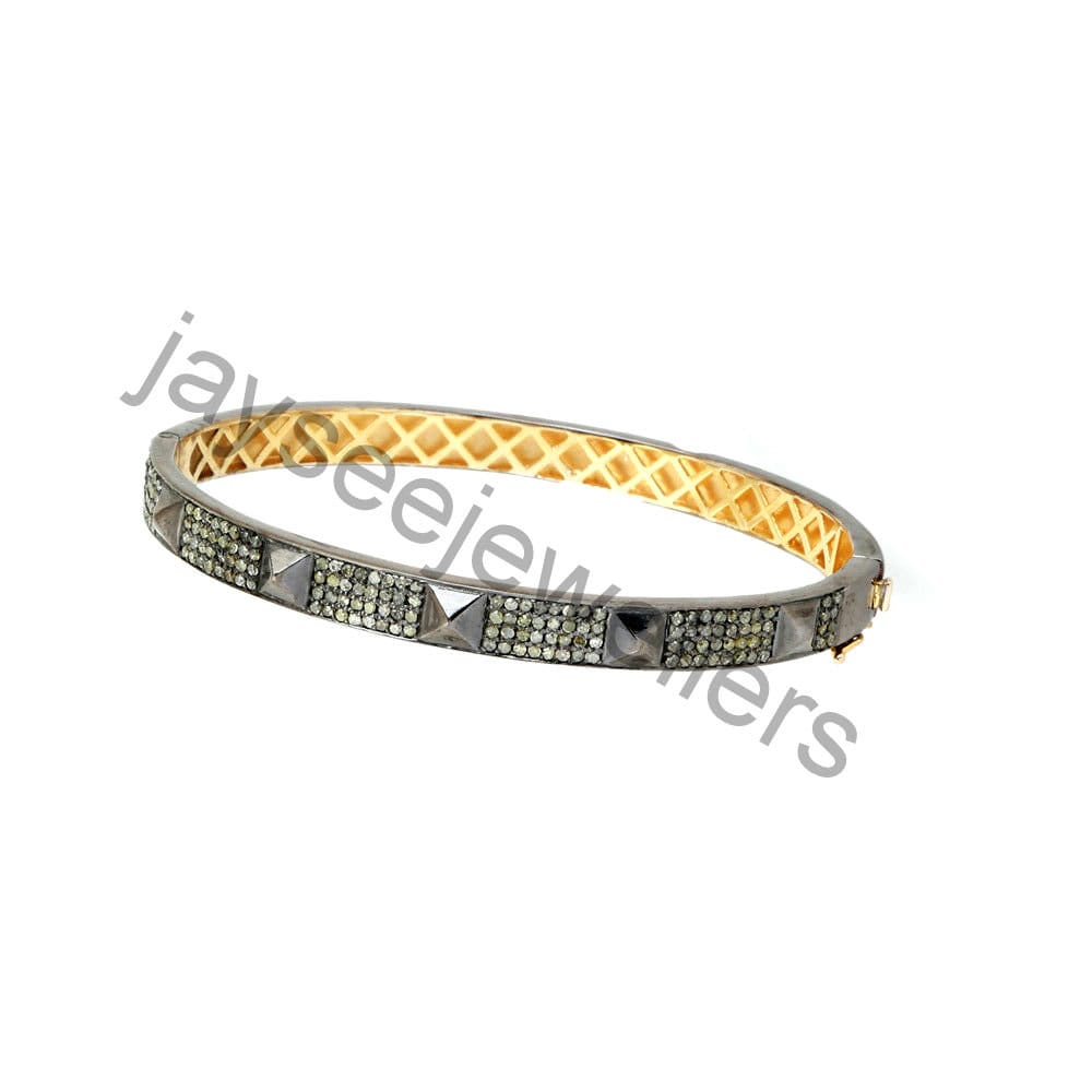 Pave Diamant Armreif Sterling Silber Schmuck Armband Öffnen Hochzeitsgeschenk Geschenk Für Sie von Jayseejewellers