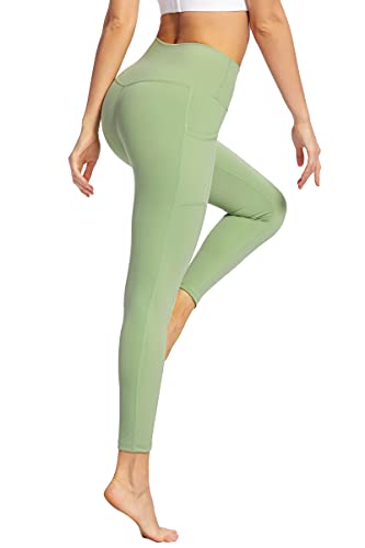 Jaysilvia Yogahose mit hoher Taille, Bauchkontrolle, mit Taschen, für Frauen, Vier-Wege-Stretch-Workout-Leggings - Grün - Klein von Jaysilvia