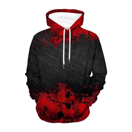 Jayyouu Lässige Kapuzenpullover für Herren Western Retro Ethno Druck Batik Pullover Übergröße Kordelzug Hoodie mit Tasche langärmeliges Sweatshirt von Jayyouu