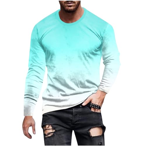 Jayyouu LangarmTShirt für Herren modisch Farbverlauf Bedruckt Tshirts Herbst lässig Rundhalsausschnitt Übergröße Pullover Arbeitsoberteile Sport Fitness Tshirts von Jayyouu