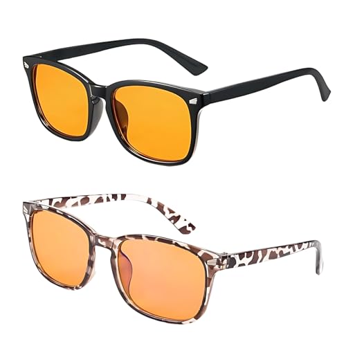 JazRvr Blaulichtfilter Brille Herren und Damen, 2 Stück Gaming Brille mit Blaulichtfilter, Bernsteinfarbene Gläser für Computerarbeit und Esports, Schwarz und Leopard JazRvr Blaulichtfilter Brille Herren und Damen, 2 Stück Gaming Brille mit Blaulichtfilter, Bernsteinfarbene Gläser für Computerarbeit und Esports, Schwarz und Leopard von JazRvr