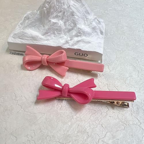 Haarklammern für Damen, Kokett-Haarspange mit Schleife, Schleifen, Band-Haarspange, Schleifen-Clips (Rose + Pink) von JazSwirl