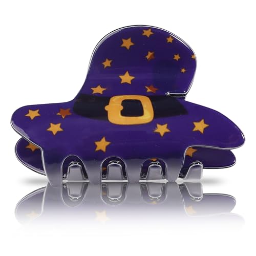 JazSwirl Mini-Hexenhut-Haarspange für Frauen, 7,5 x 4,5 cm, violett, PVC, Hexenhut, Haarklammer, Halloween-Haarspange für Cosplay-Partys von JazSwirl