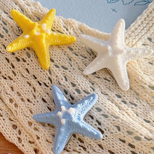 JazSwirl Seestern Haarspangen für Frauen, 3 Stück Ozean-Stil Meerjungfrau Haarschmuck in Blau Gelb Weiß, Niedliche Harz Seestern Haarspange Set für Strandhaar, Muschel Haarschmuck JazSwirl Seestern Haarspangen für Frauen, 3 Stück Ozean-Stil Meerjungfrau Haarschmuck in Blau Gelb Weiß, Niedliche Harz Seestern Haarspange Set für Strandhaar, Muschel Haarschmuck von JazSwirl