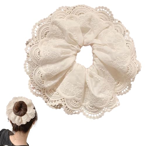 JazSwirl Übergroßes Spitzen-Haargummi für Damen, 26 cm, Weiß, Jumbo-Haargummi, extra groß, für dickes Haar, XL große Haargummis für Pferdeschwanz, riesiges übergroßes Haar-Zubehör JazSwirl Übergroßes Spitzen-Haargummi für Damen, 26 cm, Weiß, Jumbo-Haargummi, extra groß, für dickes Haar, XL große Haargummis für Pferdeschwanz, riesiges übergroßes Haar-Zubehör von JazSwirl