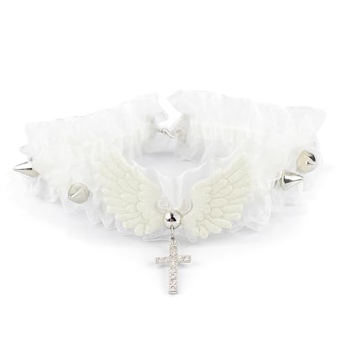 JazSwirl Weiße Spitze Choker, 10,6 Zoll weiße Spitze Choker Halskette für Frauen, Halloween Halskette, Gothic Halsketten für Frauen von JazSwirl