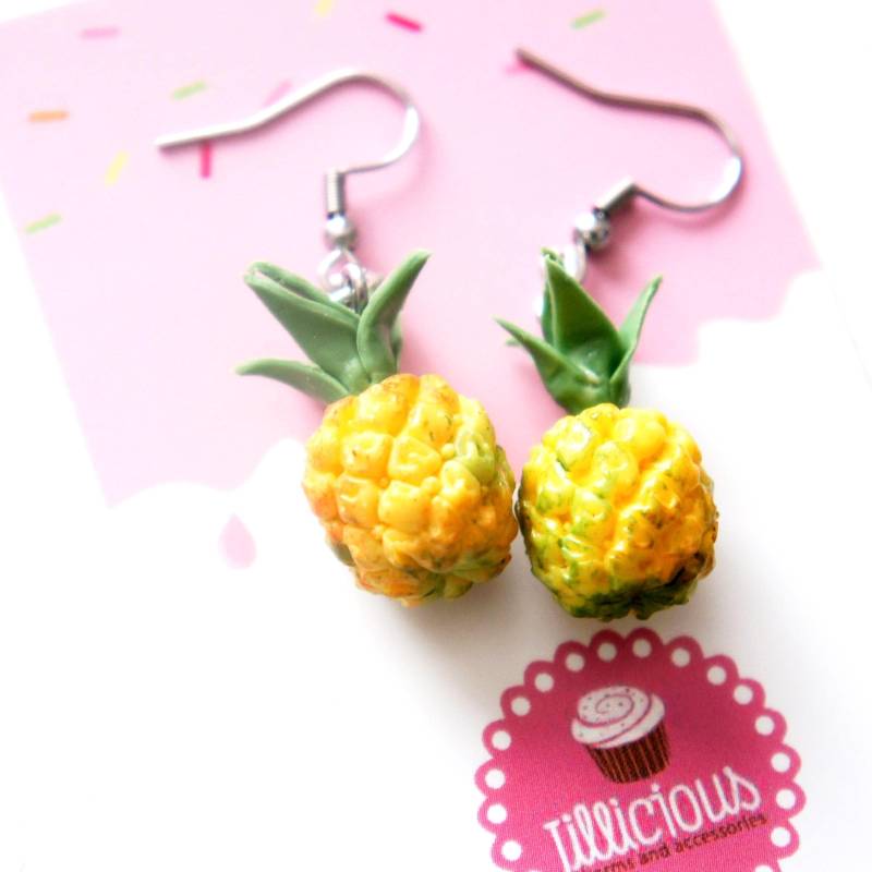 Ananas Ohrringe Handgemachte Essen Schmuck Aus Polymer Clay von JazleneCollection