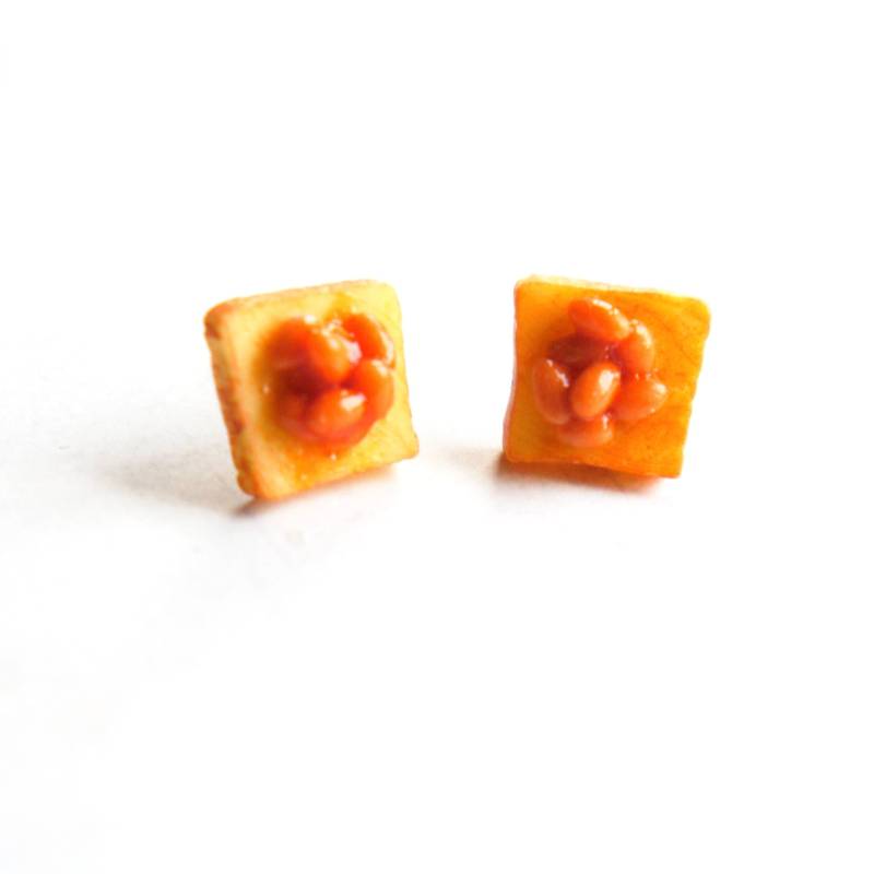 Bohnen Auf Toast Ohrringe-Essen Schmuck, Miniatur Essen Ohrringe Bohnen Auf Toast Ohrringe-Essen Schmuck, Miniatur Essen Ohrringe von JazleneCollection