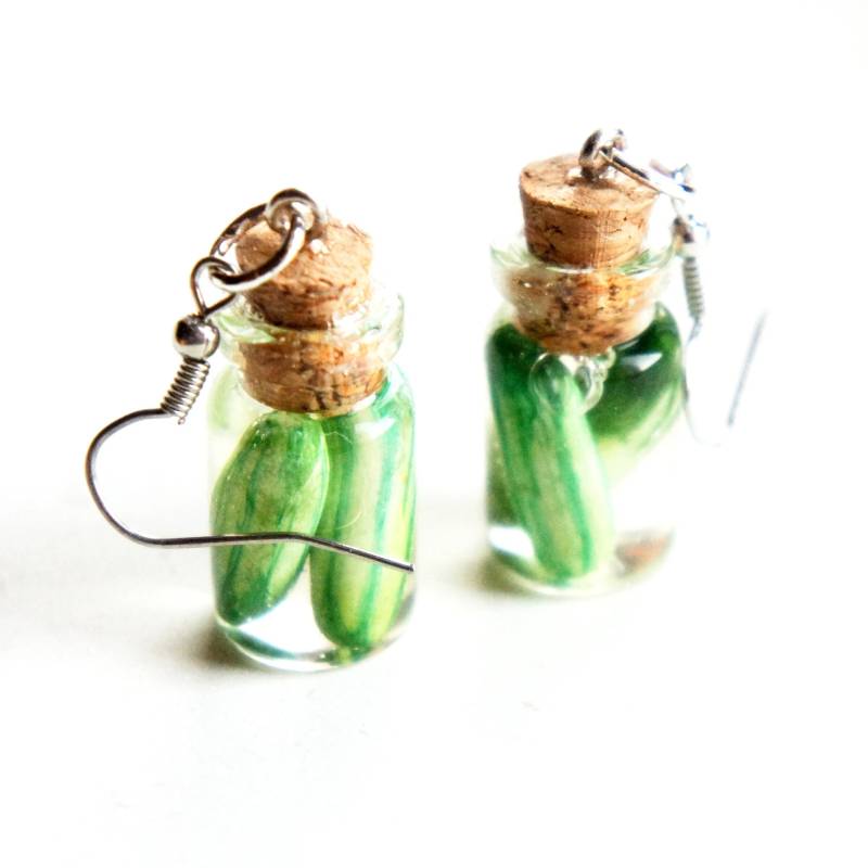 Gurken Glas Ohrringe-Miniatur Essen Schmuck Gurken Glas Ohrringe-Miniatur Essen Schmuck von JazleneCollection