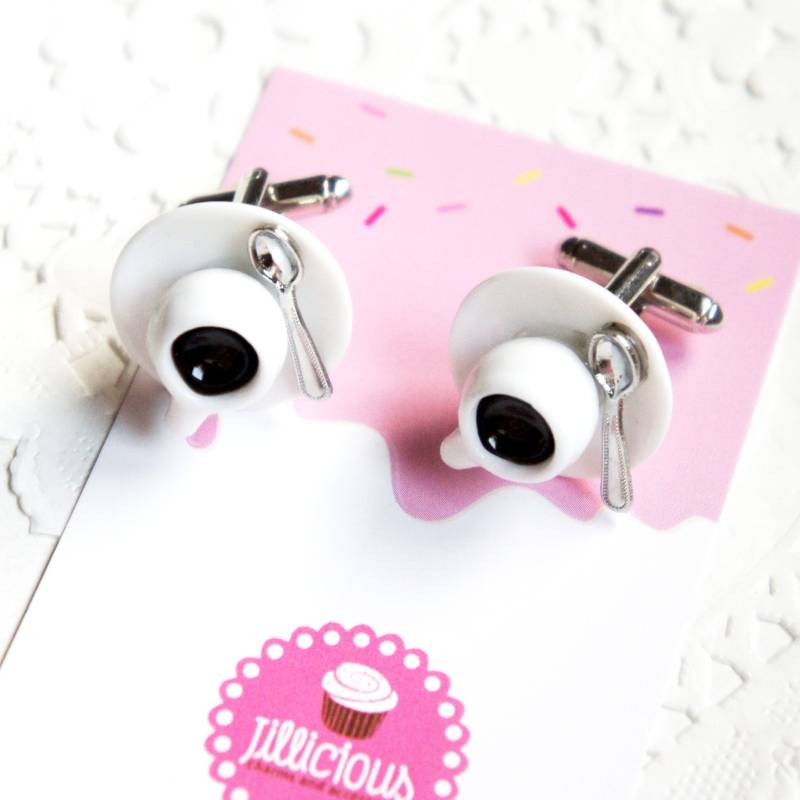 Kaffeetasse Manschettenknöpfe - Miniatur Essen, Kaffee Krawattennadeln von JazleneCollection