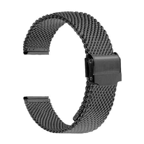 Jazoxy 1.0 Milanese Mesh Loop Edelstahl-Uhrenarmband, 18 mm, 20 mm, 22 mm, 24 mm, 3 mm dickes Armband(Black,22mm) von Jazoxy