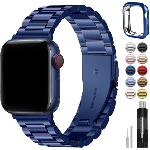 Jazoxy Für Apple Uhrenarmbänder 49 mm 45 mm 44 mm 42 mm 41 mm 40 mm 38 mm, Edelstahl Watch Armband mit Gehäuse Watch Ultra2 Ultra-Serie 9 8 7 6 5 4 3 2 1 SE SE2, 38/40/41mm von Jazoxy