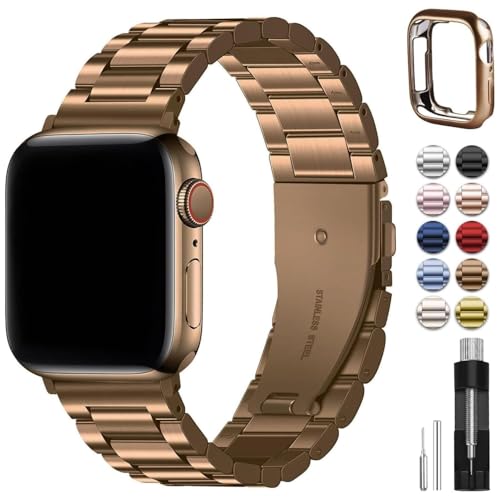 Jazoxy Für Apple Uhrenarmbänder 49 mm 45 mm 44 mm 42 mm 41 mm 40 mm 38 mm, Edelstahl Watch Armband mit Gehäuse Watch Ultra2 Ultra-Serie 9 8 7 6 5 4 3 2 1 SE SE2, 38/40/41mm von Jazoxy