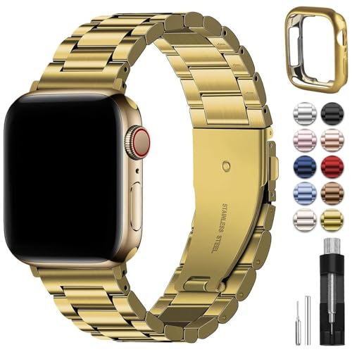 Jazoxy Für Apple Uhrenarmbänder 49 mm 45 mm 44 mm 42 mm 41 mm 40 mm 38 mm, Edelstahl Watch Armband mit Gehäuse Watch Ultra2 Ultra-Serie 9 8 7 6 5 4 3 2 1 SE SE2, 38/40/41mm von Jazoxy