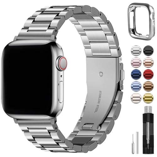 Jazoxy Für Apple Uhrenarmbänder 49 mm 45 mm 44 mm 42 mm 41 mm 40 mm 38 mm, Edelstahl Watch Armband mit Gehäuse Watch Ultra2 Ultra-Serie 9 8 7 6 5 4 3 2 1 SE SE2, 38/40/41mm von Jazoxy