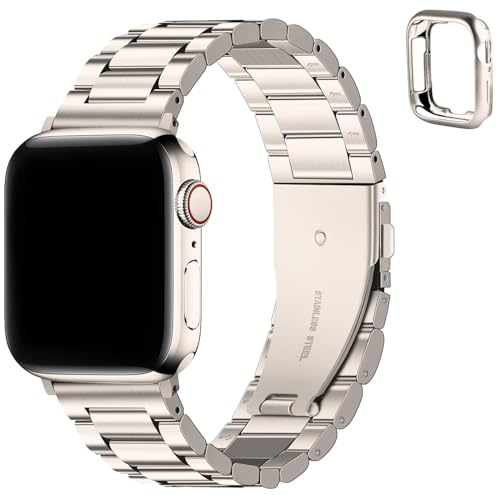 Jazoxy Für Apple Uhrenarmbänder 49 mm 45 mm 44 mm 42 mm 41 mm 40 mm 38 mm, Edelstahl Watch Armband mit Gehäuse Watch Ultra2 Ultra-Serie 9 8 7 6 5 4 3 2 1 SE SE2, 38/40/41mm von Jazoxy