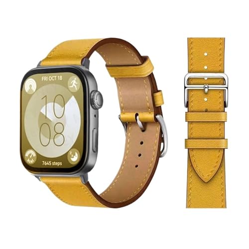 Jazoxy Retro -Loop für Uhr Uhr Fit 3 Riemen Italienische Kuhlatten -Lederarmband Armband Schnelle Ersatzgürtel Correa Watchbänder für Fit 3 Fit 2 Uhrenband(Amber B11,Fit 2) von Jazoxy