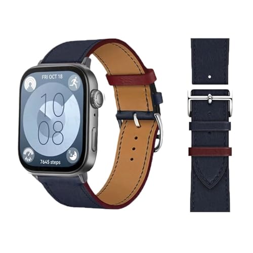 Jazoxy Retro -Loop für Uhr Uhr Fit 3 Riemen Italienische Kuhlatten -Lederarmband Armband Schnelle Ersatzgürtel Correa Watchbänder für Fit 3 Fit 2 Uhrenband(Indigo B08,Fit 3) von Jazoxy