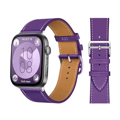 Jazoxy Retro -Loop für Uhr Uhr Fit 3 Riemen Italienische Kuhlatten -Lederarmband Armband Schnelle Ersatzgürtel Correa Watchbänder für Fit 3 Fit 2 Uhrenband(Purple 20,Fit 3) von Jazoxy