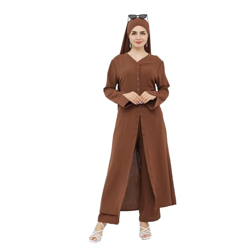Jazvano Knöpfen Zweiteiliges Sets Arabische Kleidung Damen Abaya-Kleid Muslimische Gebetskleidung Dubai-Robe Muslimische Kleidung 2pcs Abaya Set(No Scarf) von Jazvano