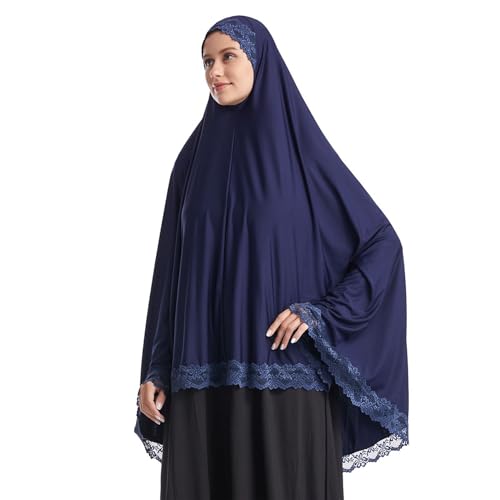 Jazvano Muslim Hijab für Frauen Instant Big Hijab Jersey Turbane Khimar Abaya Weiche Frauen Gebet Hijab, 1 Stück Spitze Hijab Schal von Jazvano