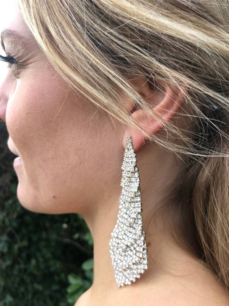 Lange Statement Strass-Ohrhänger von Jbbridalaccessoires