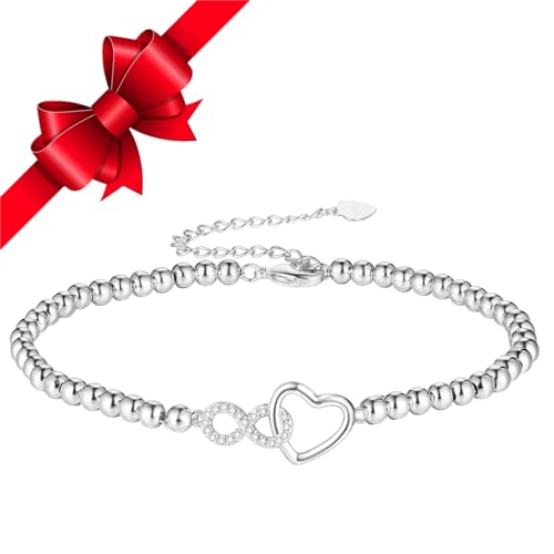 Jbniuay Geschenk für sie Armband damen - Geschenke für frauen infinity-Herz Armband Kugelarmband armband damen silber 925- Unendlichkeit herz-Geschenke für Frauen/Damen/Mama/Tocht Jbniuay Geschenk für sie Armband damen - Geschenke für frauen infinity-Herz Armband Kugelarmband armband damen silber 925- Unendlichkeit herz-Geschenke für Frauen/Damen/Mama/Tocht von Jbniuay