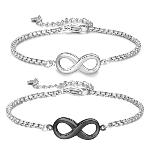 Jbniuay Geschenke für Frauen/Männer - Partnerarmbänder,Infinity armband paar 2 - Edelstahl Schwarz Silber Armband Paar,Armband Liebe Freundschaft Geschenke für Damen Herren Jbniuay Geschenke für Frauen/Männer - Partnerarmbänder,Infinity armband paar 2 - Edelstahl Schwarz Silber Armband Paar,Armband Liebe Freundschaft Geschenke für Damen Herren von Jbniuay