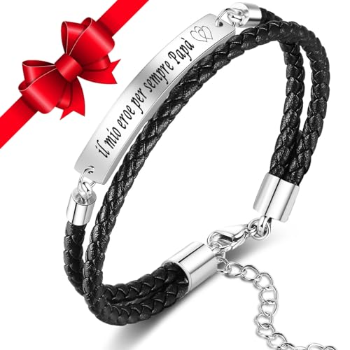 Jbniuay Regalo Papà Bracciale Uomo DAD - Braccialetto uomo in Pelle von Jbniuay